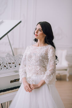 Sleeveless Wedding Dress Topper Lace Bridal Top, 8 of 12