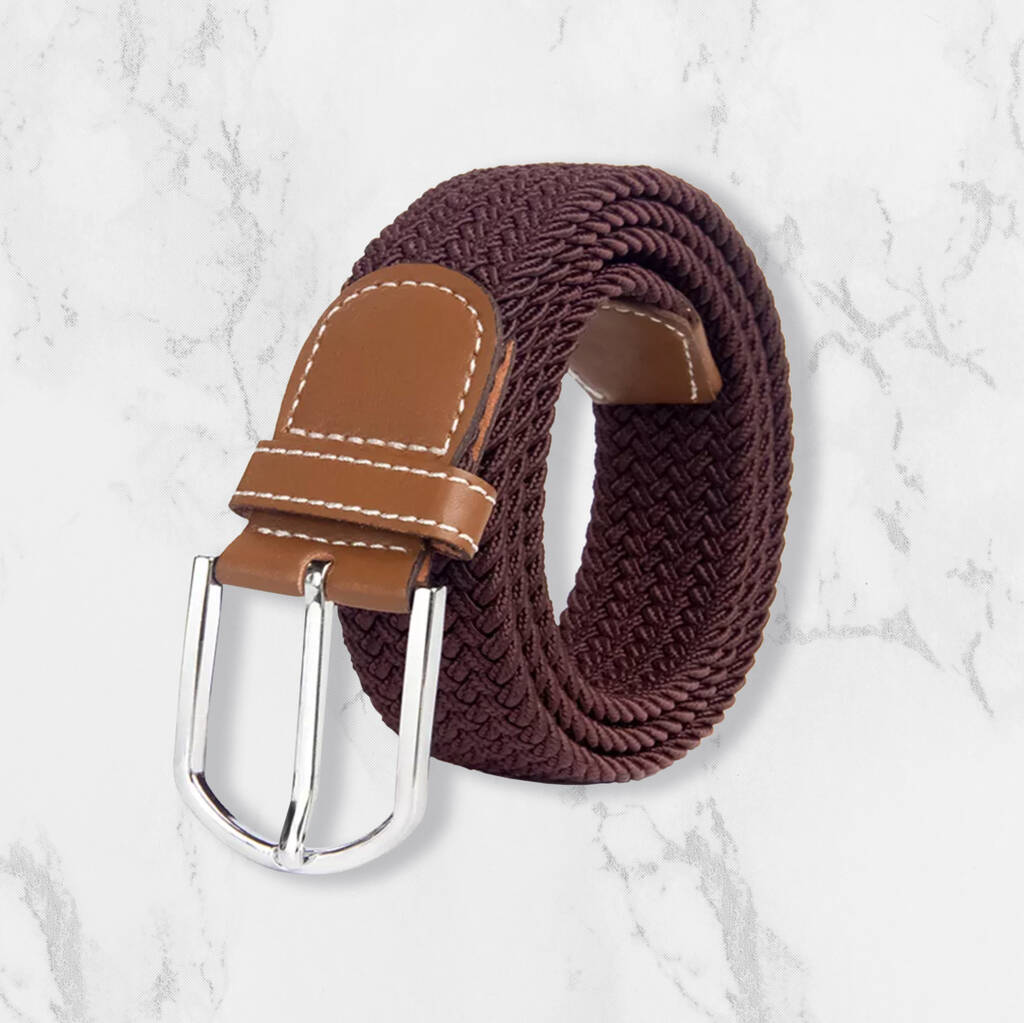Woven Elasticated Belt For Men Or Women In Brown