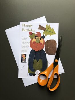 Birthday Woodsman Bear Cut Out Greetings Card, 4 of 5