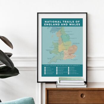 Hiking Trails Of England And Wales Map Art Print, 3 of 7