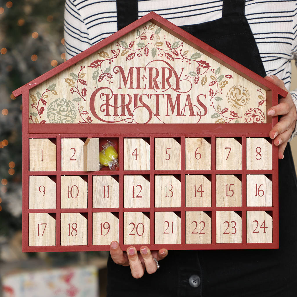 Merry Christmas Wooden Advent Calendar House By Dibor 