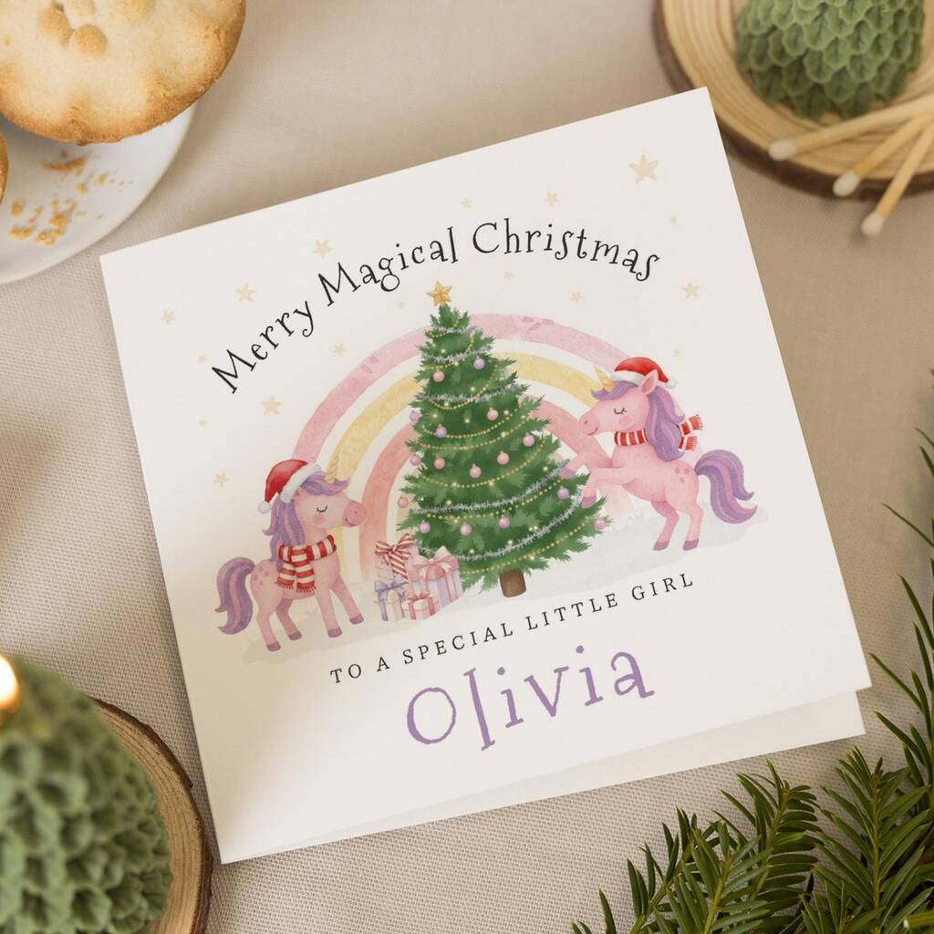 Personalised Unicorn Christmas Card For Daughter, 1 of 7