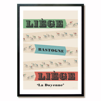 Monuments Cycling Art Poster 'Liege Bastogne Liege', Gift For Cyclist, 2 of 8