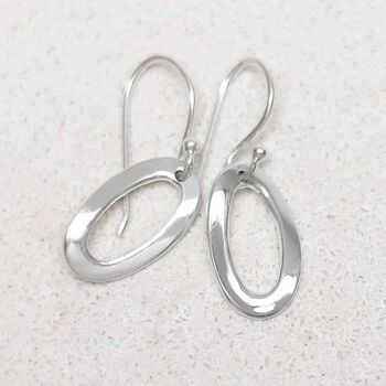 Sterling Silver Oval Ripple Earrings, 7 of 11