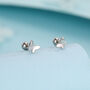 Sterling Silver Butterfly 18 G Screw Back Stud Earrings, thumbnail 1 of 12