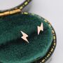 Tiny Lightening Bolt Stud Earrings In Sterling Silver, thumbnail 7 of 12