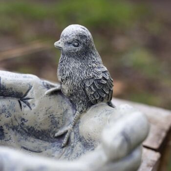 Garden Bird Feeder Decorative Stone Bath Novelty Hands, 3 of 10