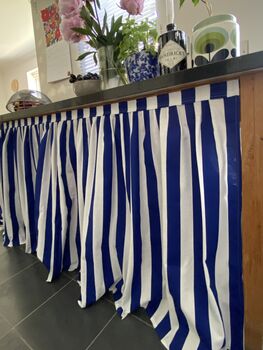 Velcro Sink Skirt, Royal Blue Thick Stripes Cabinet Curtain Bespoke, 5 of 6