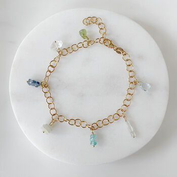 Tranquil Waters Gemstone Stack Charm Bracelet, 2 of 8