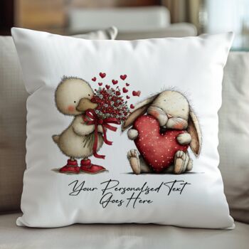 Personalised Whimsical Valentine Anniversary Love Animals Cushion, 8 of 11