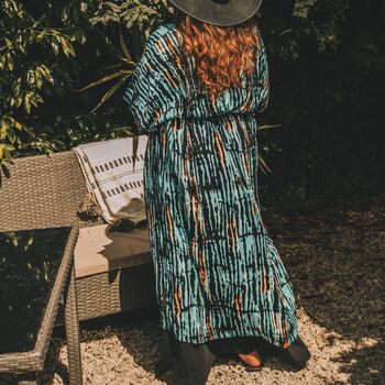Turquoise Tye Dye Three/Four Sleeve Summer Kimono, 3 of 4