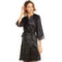 British Made Black Short Satin Dressing Gown With Lace Detail Ladies Size Eight To 28 UK, thumbnail 1 of 5
