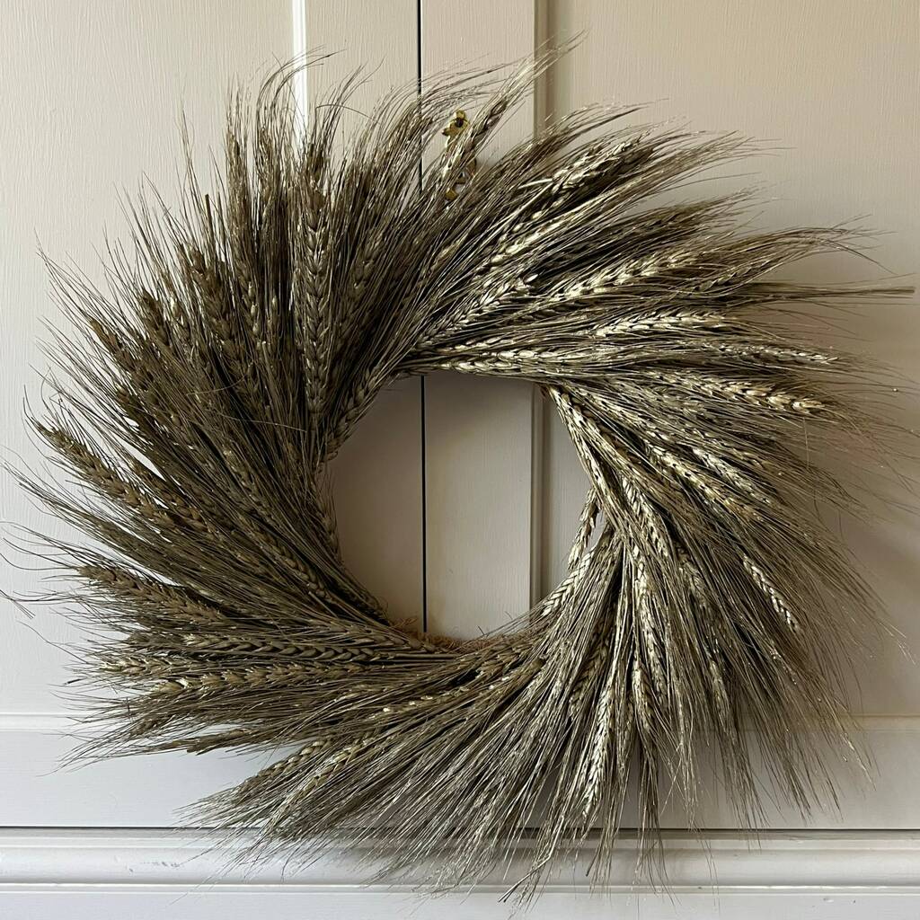 Dried Wheat Golden Autumn Wreath 45cm By The Table Stylist