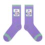 Purple And Green Penguin Mid Calf Length Socks, thumbnail 2 of 3