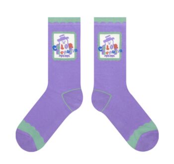 Purple And Green Penguin Mid Calf Length Socks, 2 of 3