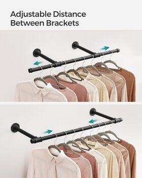 Set Of Two Wall Mounted Clothes Rail Space Saving, 4 of 7