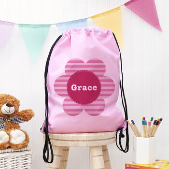 Personalised Classic Pink Flower Waterproof Swim Bag, 4 of 8