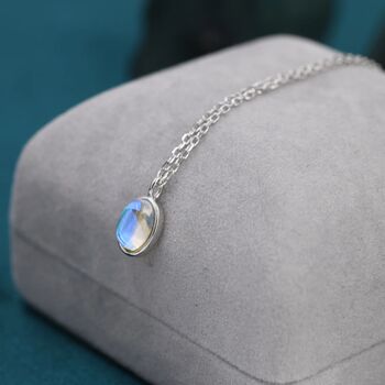 Oval Moonstone Pendant Necklace In Sterling Silver, 7 of 11