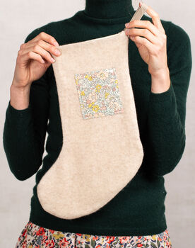 Knitted Christmas Stocking With Liberty Pocket, 2 of 3