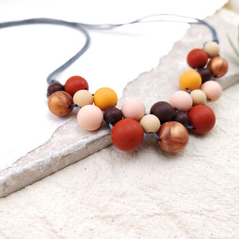 Geometric Burgundy, Peach And Rose Silicone Necklace, 4 of 6