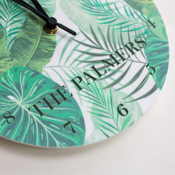 Tropical Leaf Personalised Wall Clock, 3 of 5