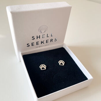 Sterling Silver Paw Print Stud Earrings, 2 of 5