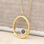 Sapphire Gold Plated Silver September Birthstone Oval Necklace, thumbnail 1 of 6