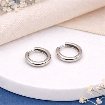Sterling Silver Hinged Huggie Hoop Earrings – 11mm, 2 of 6