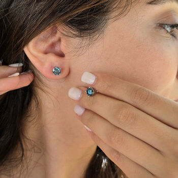 Sapphire Moissanite Crystal Sterling Silver Earrings, 3 of 6