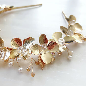 Gold Floral Bridal Headpiece, 3 of 8