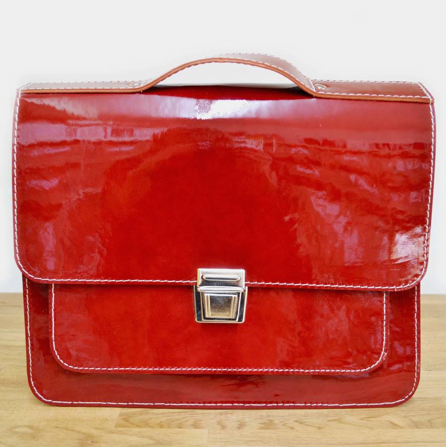 Red Lacquered Leather Satchel By cutme | notonthehighstreet.com