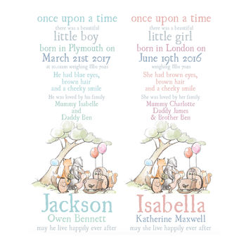 Personalised Animal New Baby Arrival Print, 4 of 5