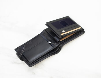Personalised Black Leather Wallet Trifold Rfid, 7 of 7