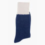 Wool Blend Boot Socks Mid Calf Colour Block Blue Cream, thumbnail 4 of 4