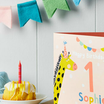 Personalised Giraffe Birthday Card With Name And Age, 3 of 3