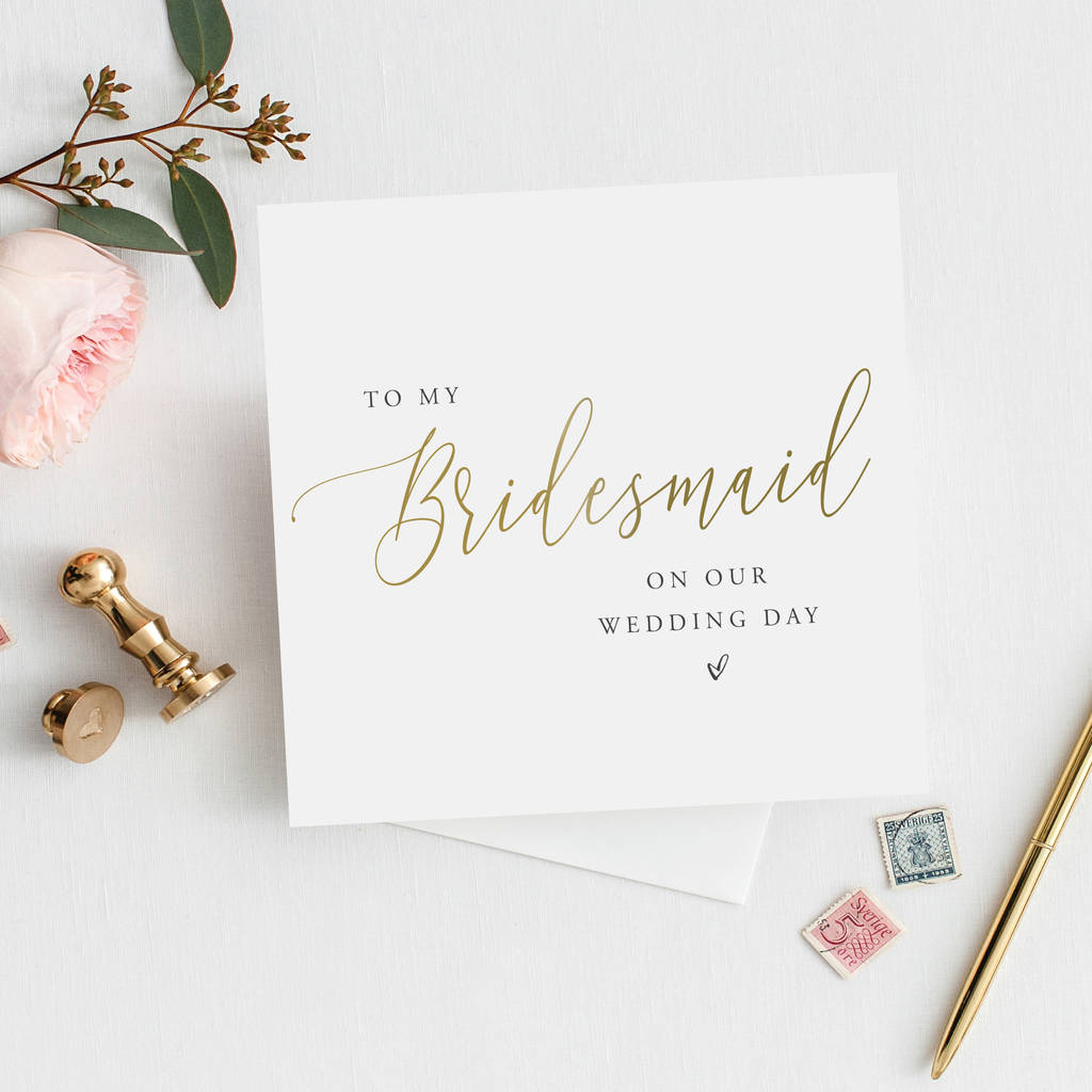 Modern Text To My Bridesmaid Card | Mock Gold Effect, 1 of 3