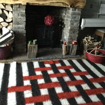 Handwoven Sheep Wool Rug Red And Black Stripes, 7 of 12