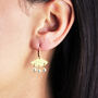 Hammered Half Moon And Pearl Earrings, thumbnail 2 of 6
