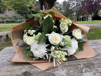 White And Green Hand Tied Bouquet Includes White Rose, 2 of 3