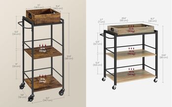 Three Tier Kitchen Serving Cart With Wheels, 3 of 6