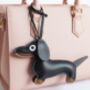Faux Leather Sausage Dog Bag Charm, thumbnail 4 of 4