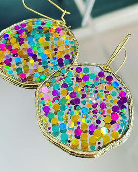 Super Sparkly Disco Earrings Hand Made Large, 6 of 12