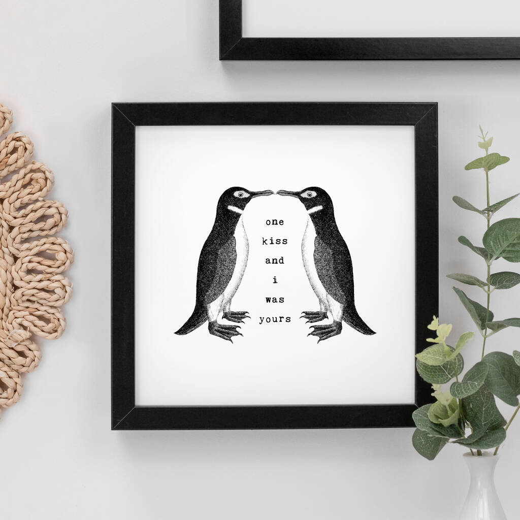 Love Gift 'One Kiss And I Was Yours' Penguin Print, 1 of 6