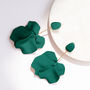 Emerald Green Hand Painted Large Petal Drop Earrings, thumbnail 1 of 3