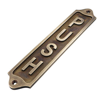 Custom Push Sign Brass Plaque With Vintage Finish, 4 of 12