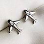 Sterling Silver Plane Stud Earrings, thumbnail 3 of 6