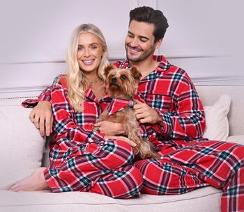Ladies Brushed Woven Red Check Pyjama, 2 of 4
