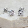 9ct White Gold Round Cubic Zirconia Stud Earrings, thumbnail 1 of 3