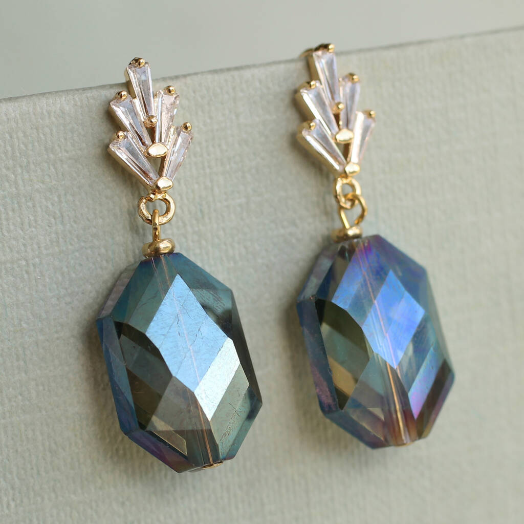 Labradorite Art Deco Drop Earrings, 1 of 6