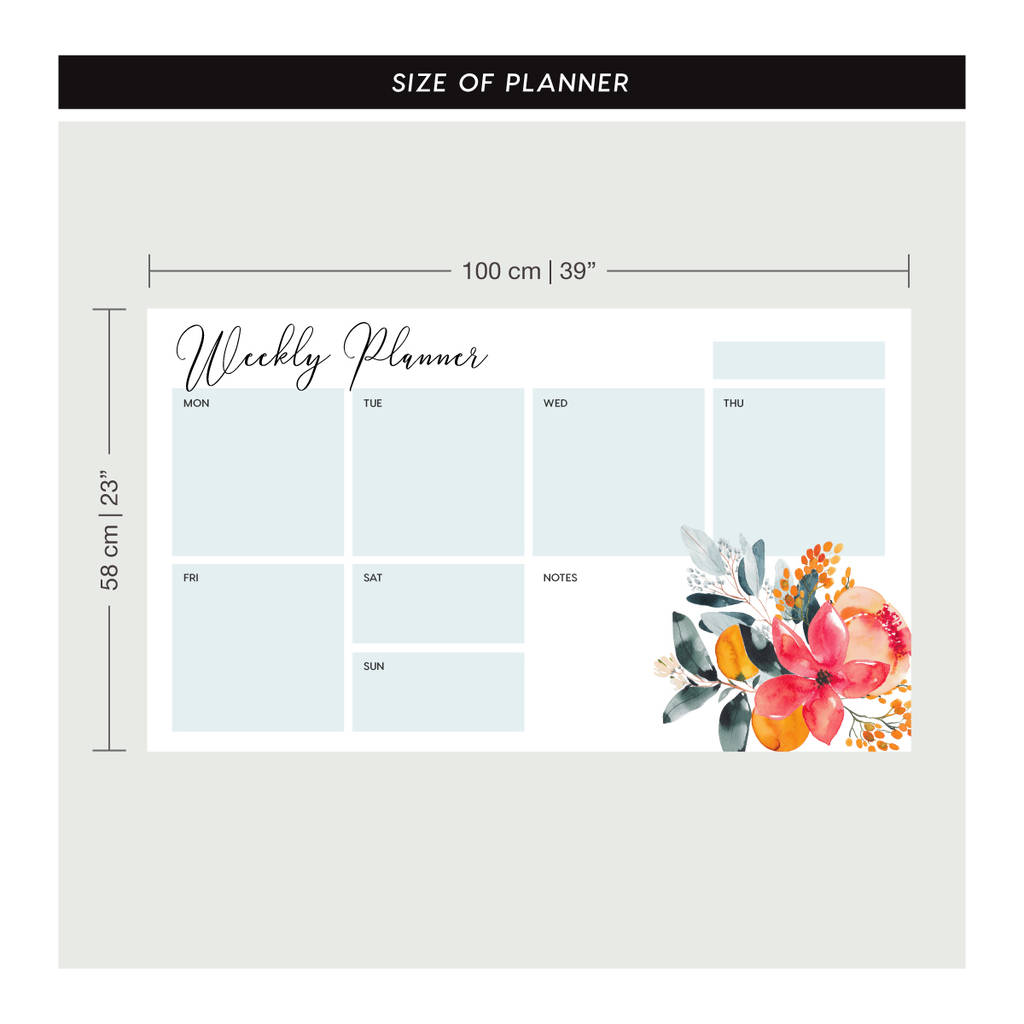 Floral Dry Erase Weekly Wall Planner Decal By SirFace Graphics 